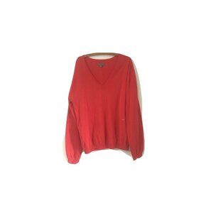 Acne Mens Red Vneck Tommy Sweater Jumper Elbow Patches Size 54 XLarge